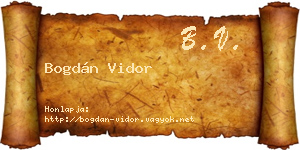 Bogdán Vidor névjegykártya
